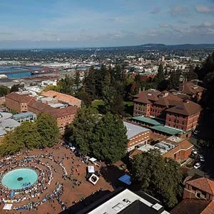 Aerial view of Western's north campus facing northwest