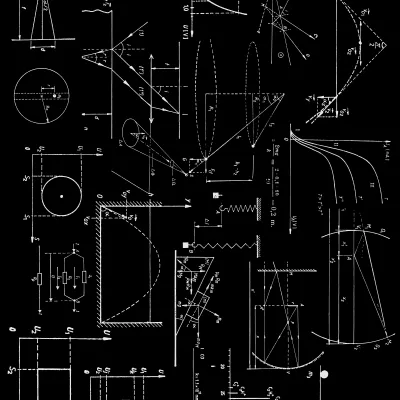 Blackboard with mathematical equations written in chalk
