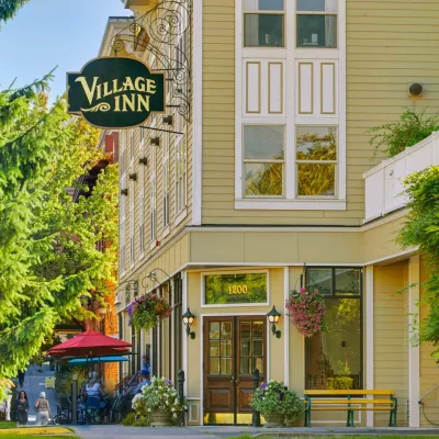 View of the Yellow and White Fairhaven Inn building in Fairhaven.