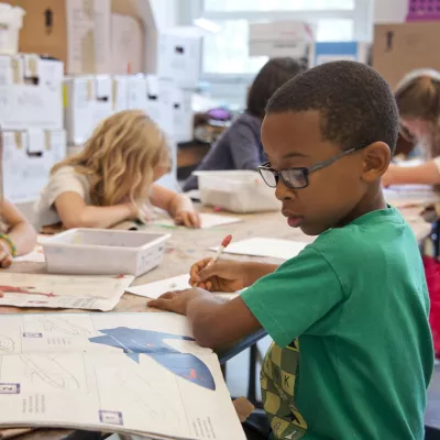 Young children drawing
