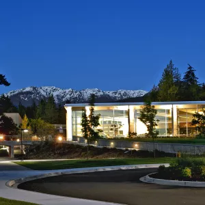 Port Angeles college building front entrance with the Peninsulas College signage out front, a Western Washington University, wwu college location
