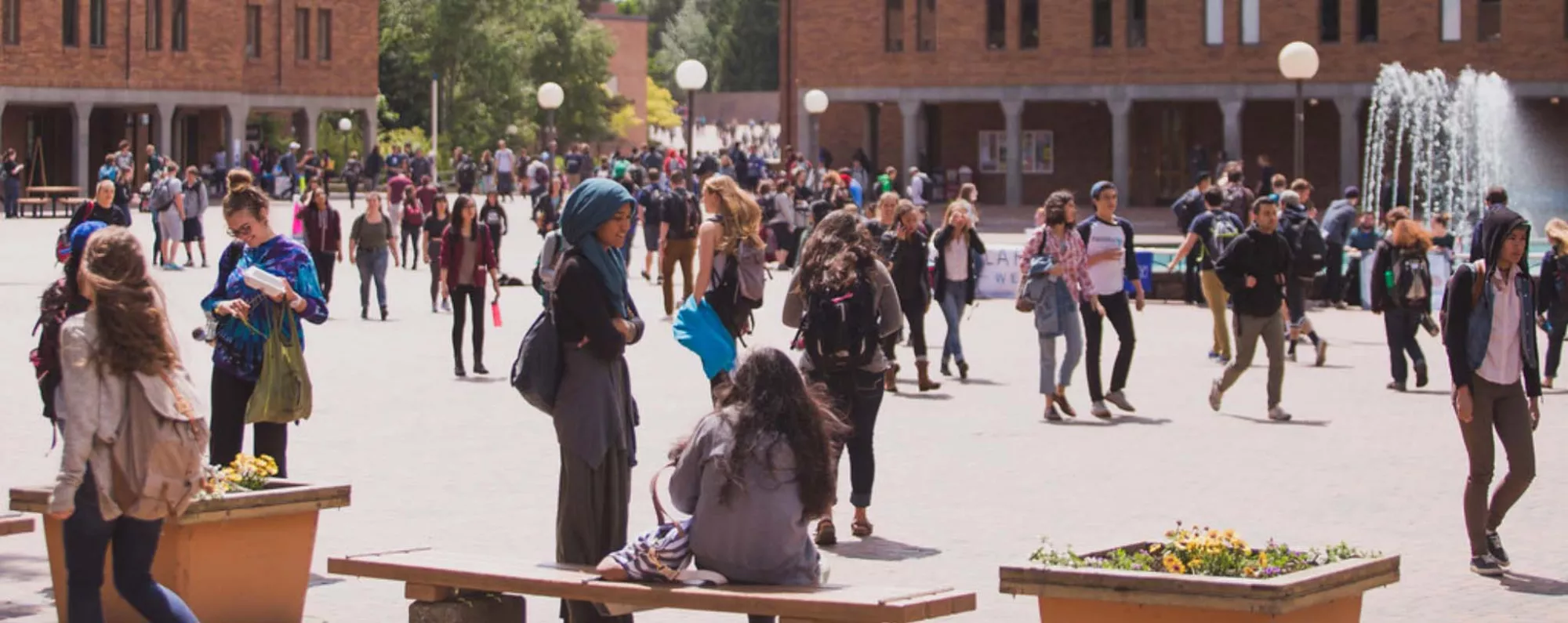 Students gathered in red square